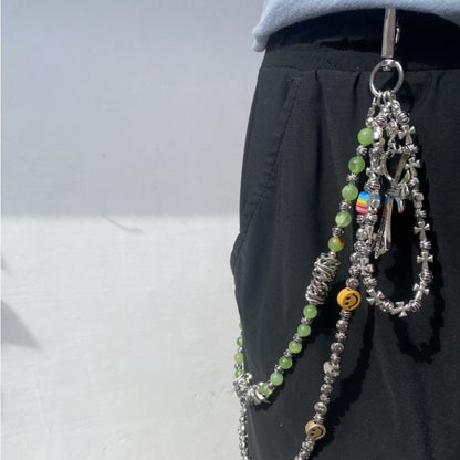 smiley face cross acrylic bead chain