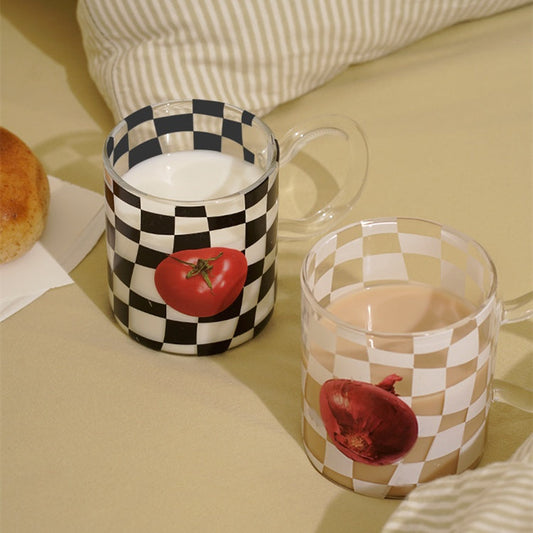 Checkerboard Retro High Temperature Printed Glass