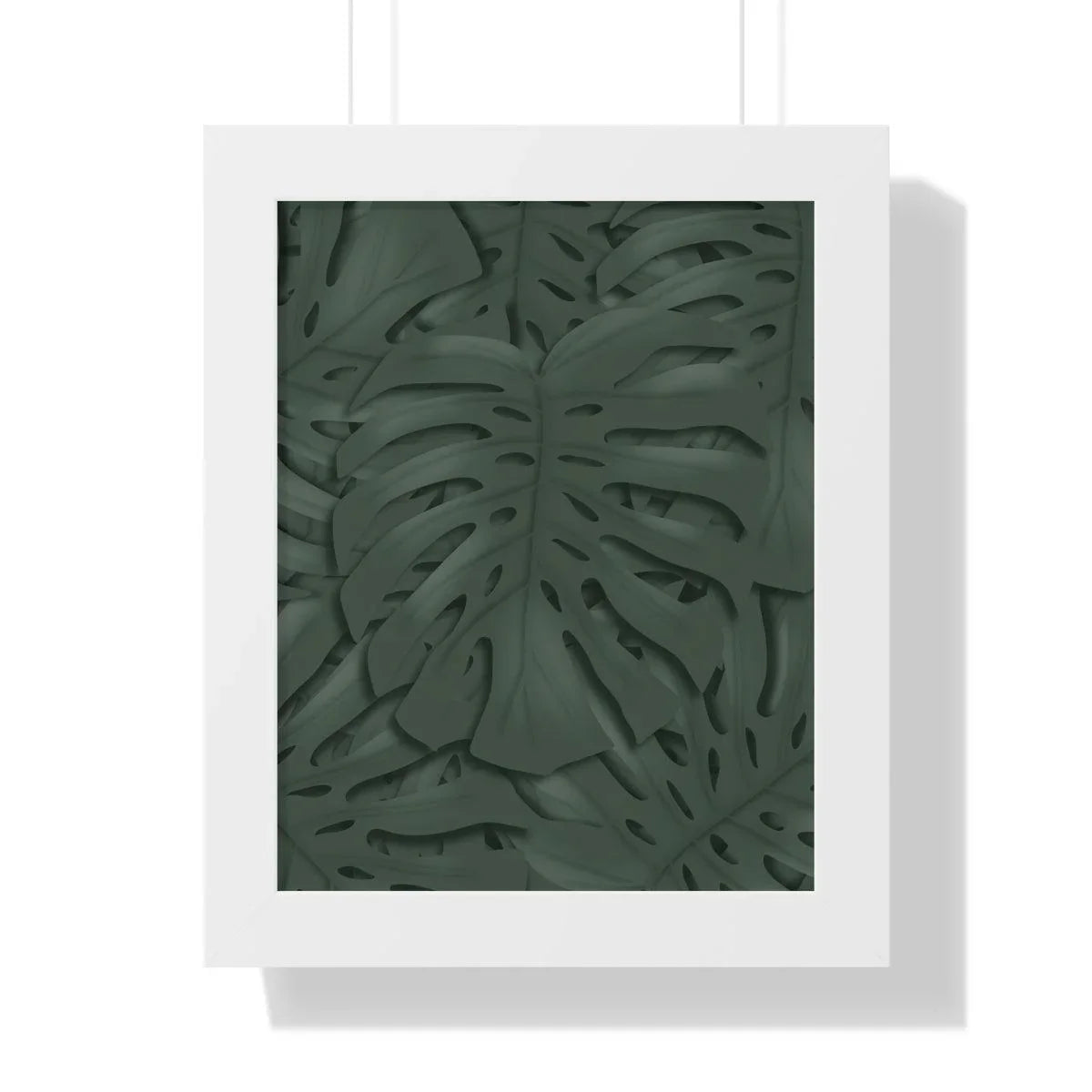 Deep Green Monstera Framed Print – Botanical Wall Art