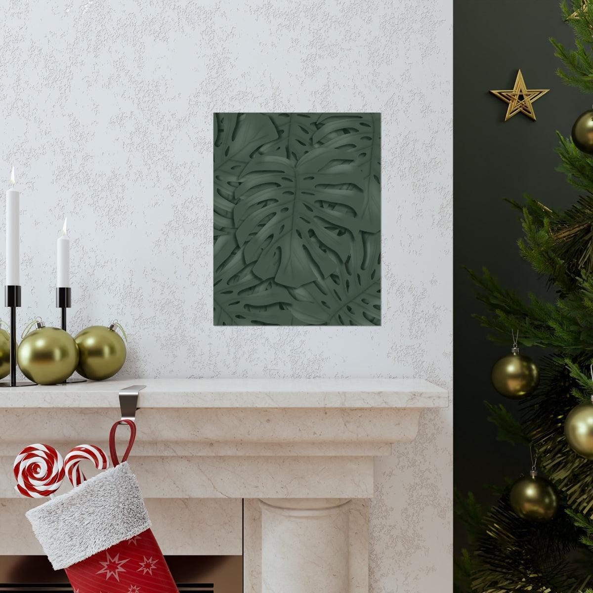 Deep Green Monstera Botanical Print – Unframed Wall Art