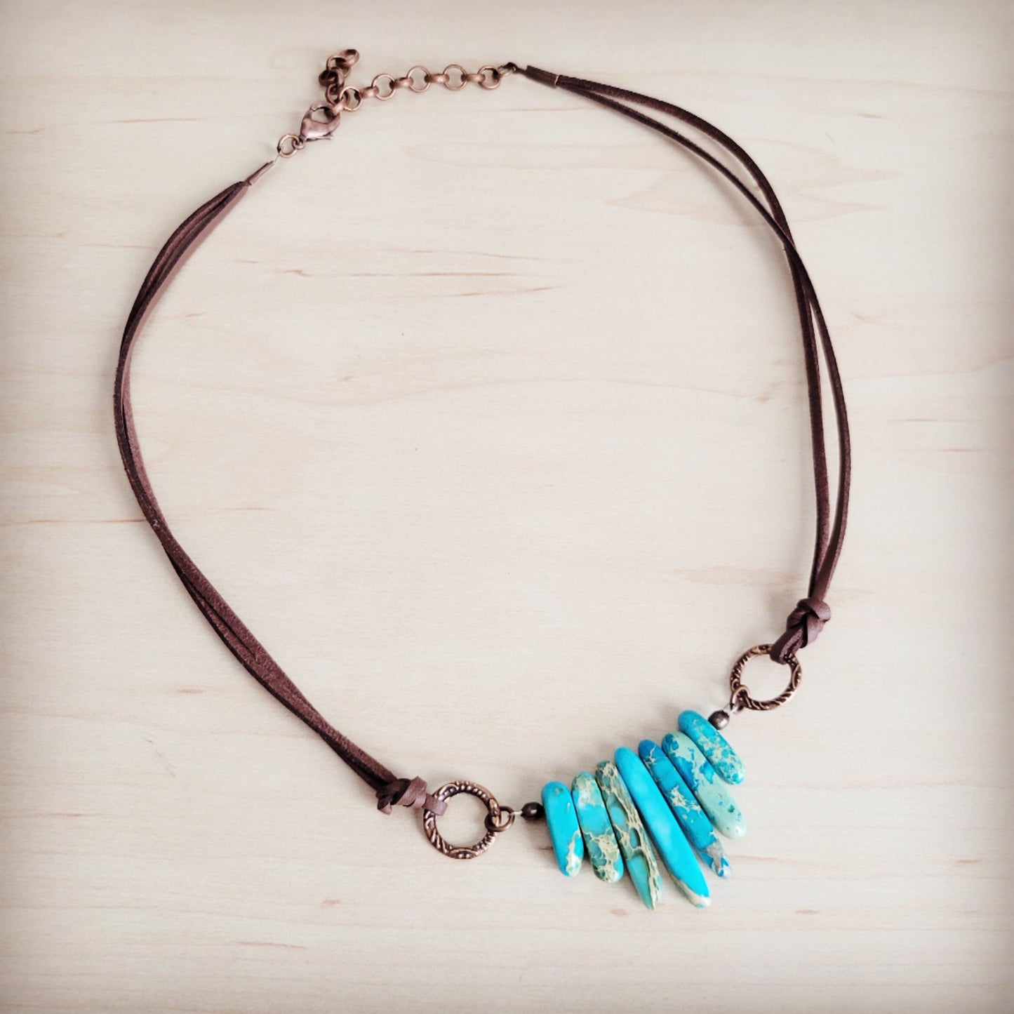 Regalite Slab Necklace with Leather Closure 252j