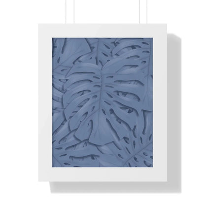 Blue Monstera Framed Print – Botanical Wall Art
