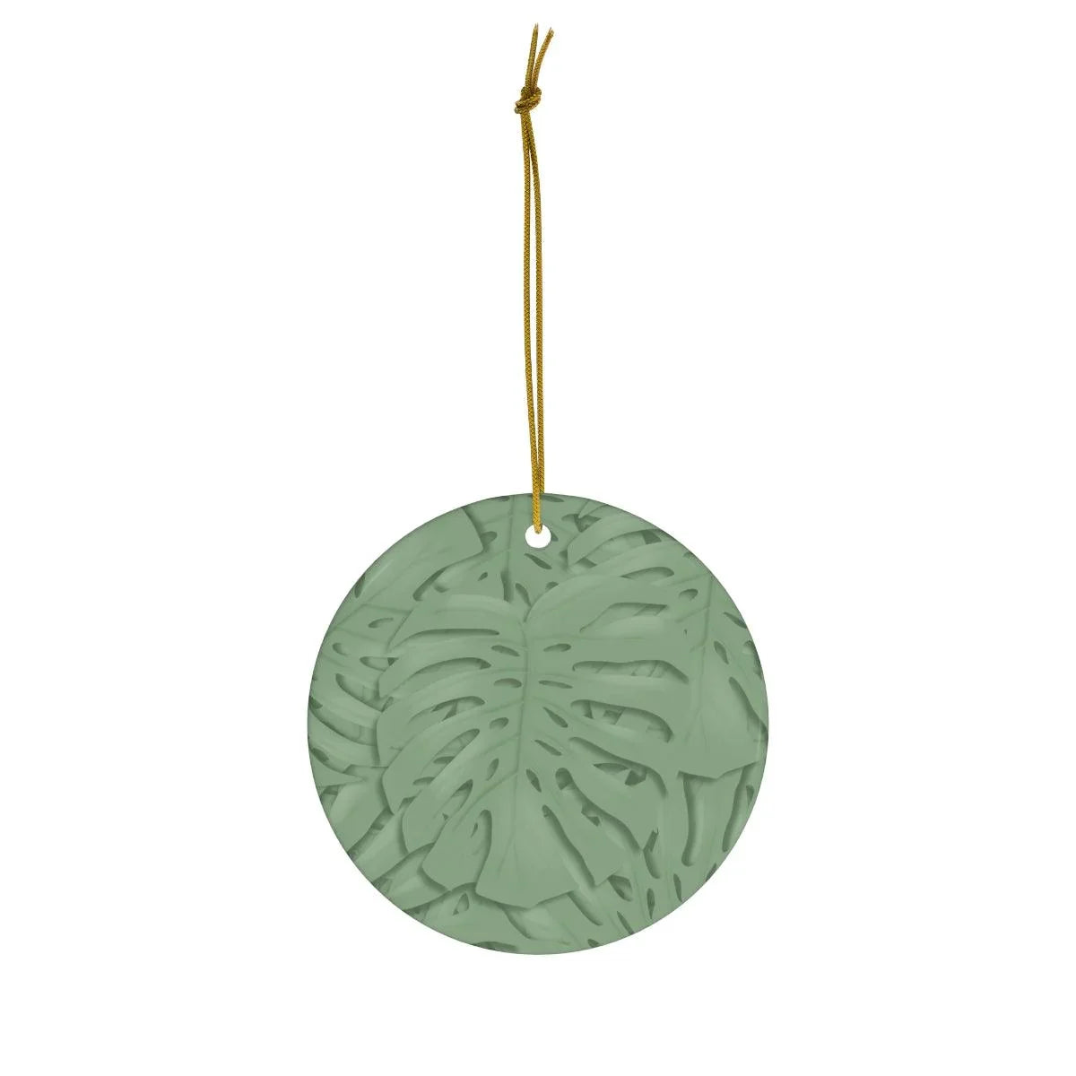 Sage Green Monstera Ceramic Ornament