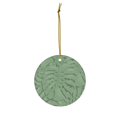 Sage Green Monstera Ceramic Ornament