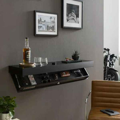 Wall Mounted Wine Cabinet Shelf - Modern Wooden Hanging Bottle and Glass Display Rack