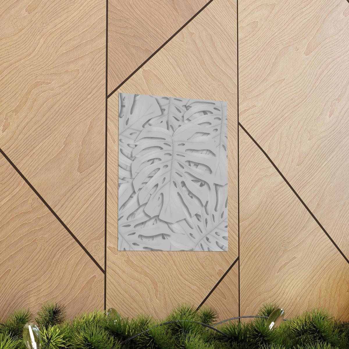 Soft Grey Monstera Botanical Print – Unframed Wall Art