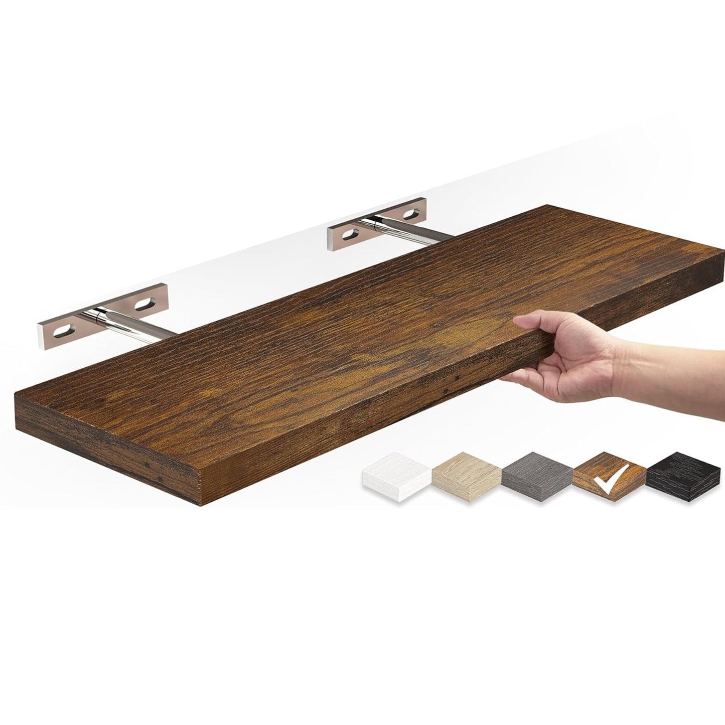Solid Wood Floating Wall Shelf - Minimalist Hanging Storage for Home and Office