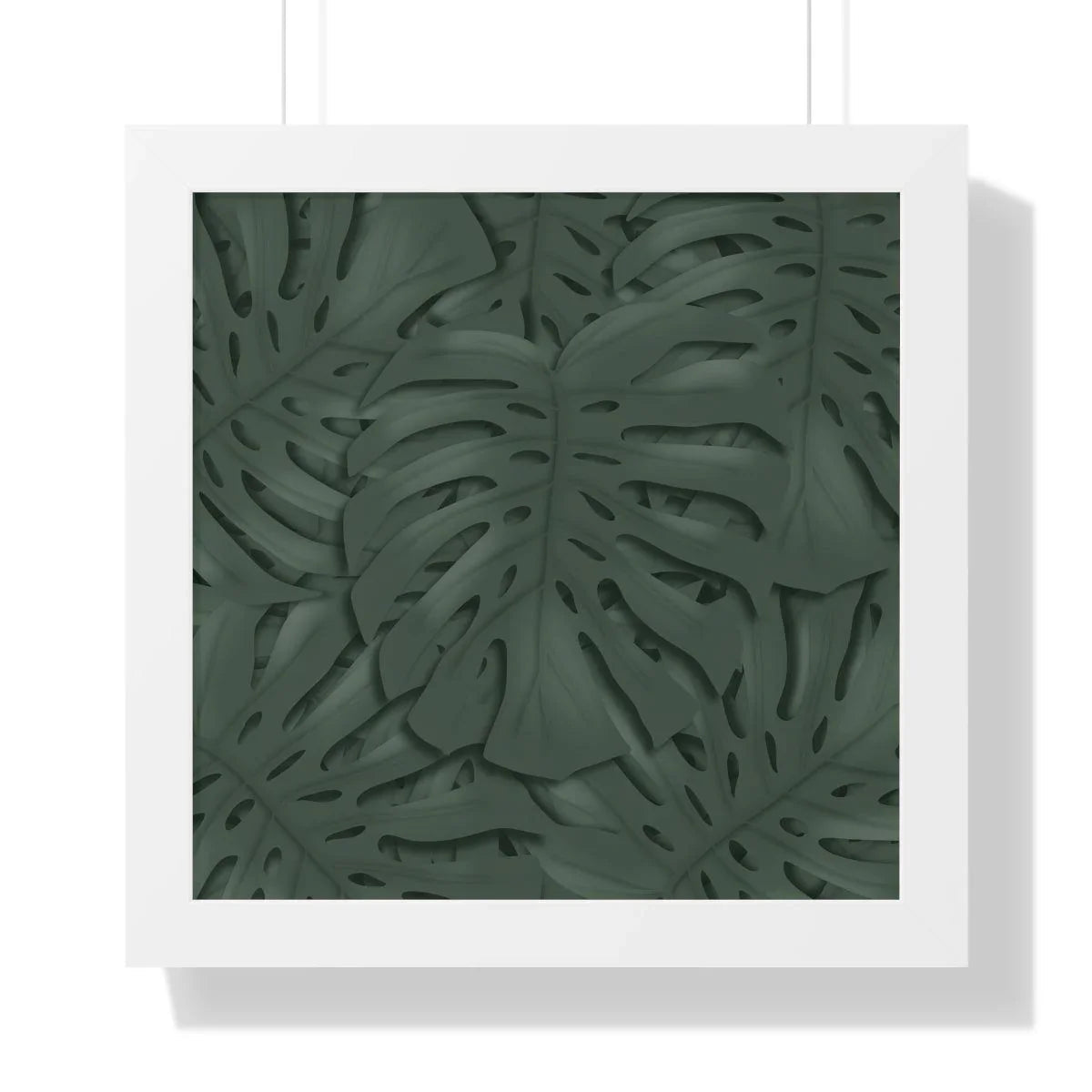 Deep Green Monstera Framed Print – Botanical Wall Art