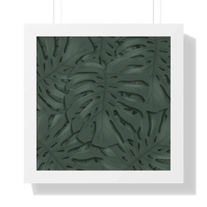 Deep Green Monstera Framed Print – Botanical Wall Art