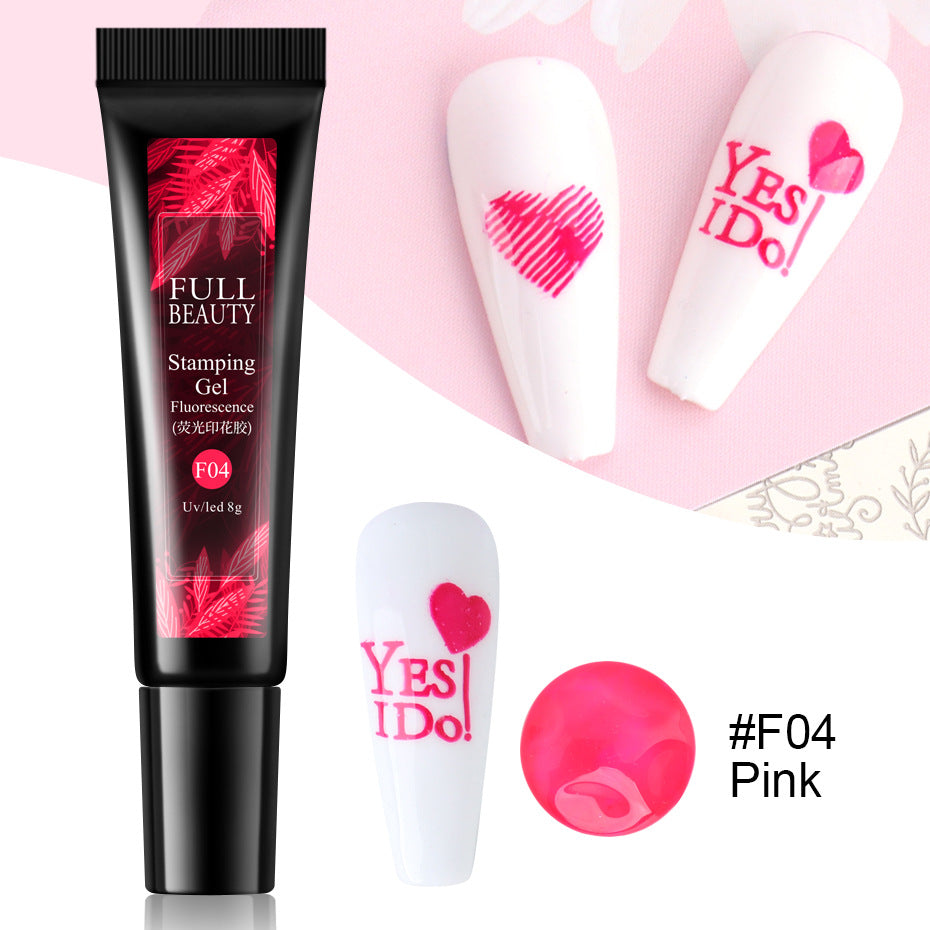 Nail Art Fluorescent Printing Glue, Nail Template Transfer Glue Hose Set