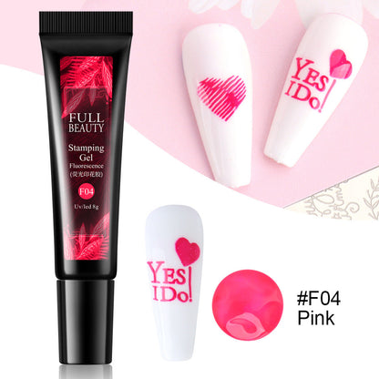 Nail Art Fluorescent Printing Glue, Nail Template Transfer Glue Hose Set