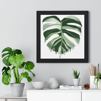 Melting Monstera Albo Framed Print – Botanical Wall Art