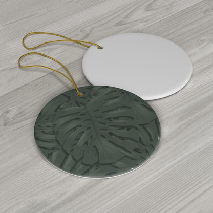 Deep Green Monstera Ceramic Ornament