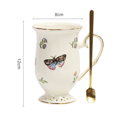 European Style Ceramic Retro Coffee Cup Spoon Set