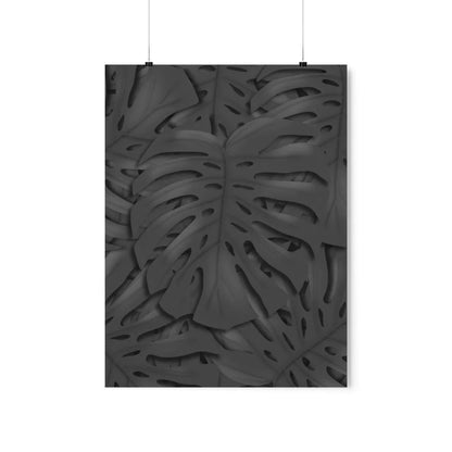 Charcoal Monstera Botanical Print – Unframed Wall Art
