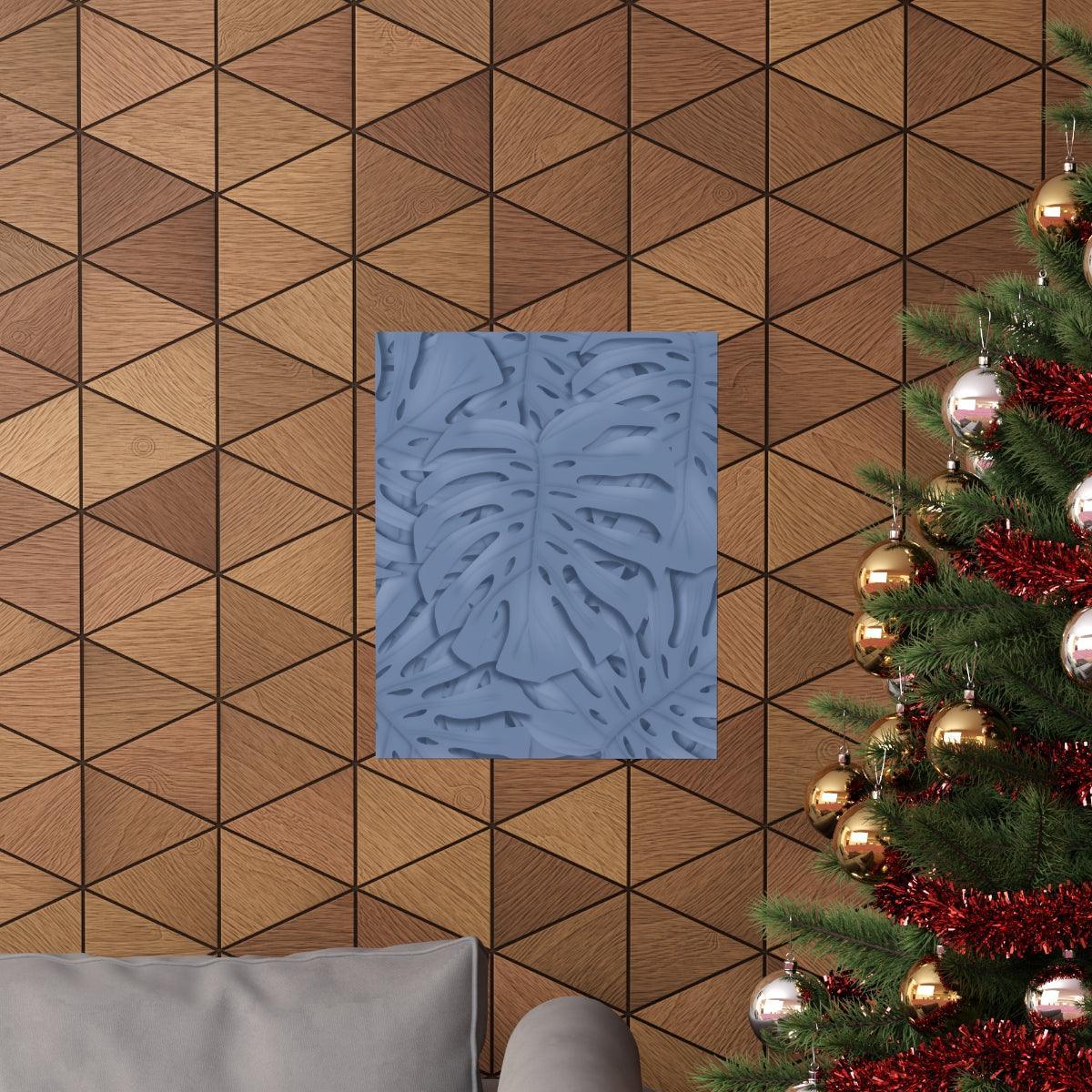 Blue Monstera Botanical Print – Unframed Wall Art