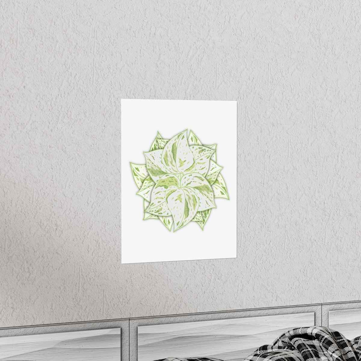 Snow Queen Pothos Botanical Print – Unframed Wall Art