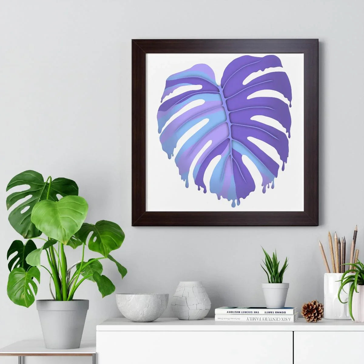 Purple Melting Monstera Framed Print – Botanical Wall Art