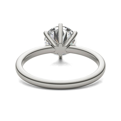 2 CTW Round Lab Grown Diamond Six Prong Solitaire Engagement Ring - G-VS Clarity, AGI Certified, 14K White Gold