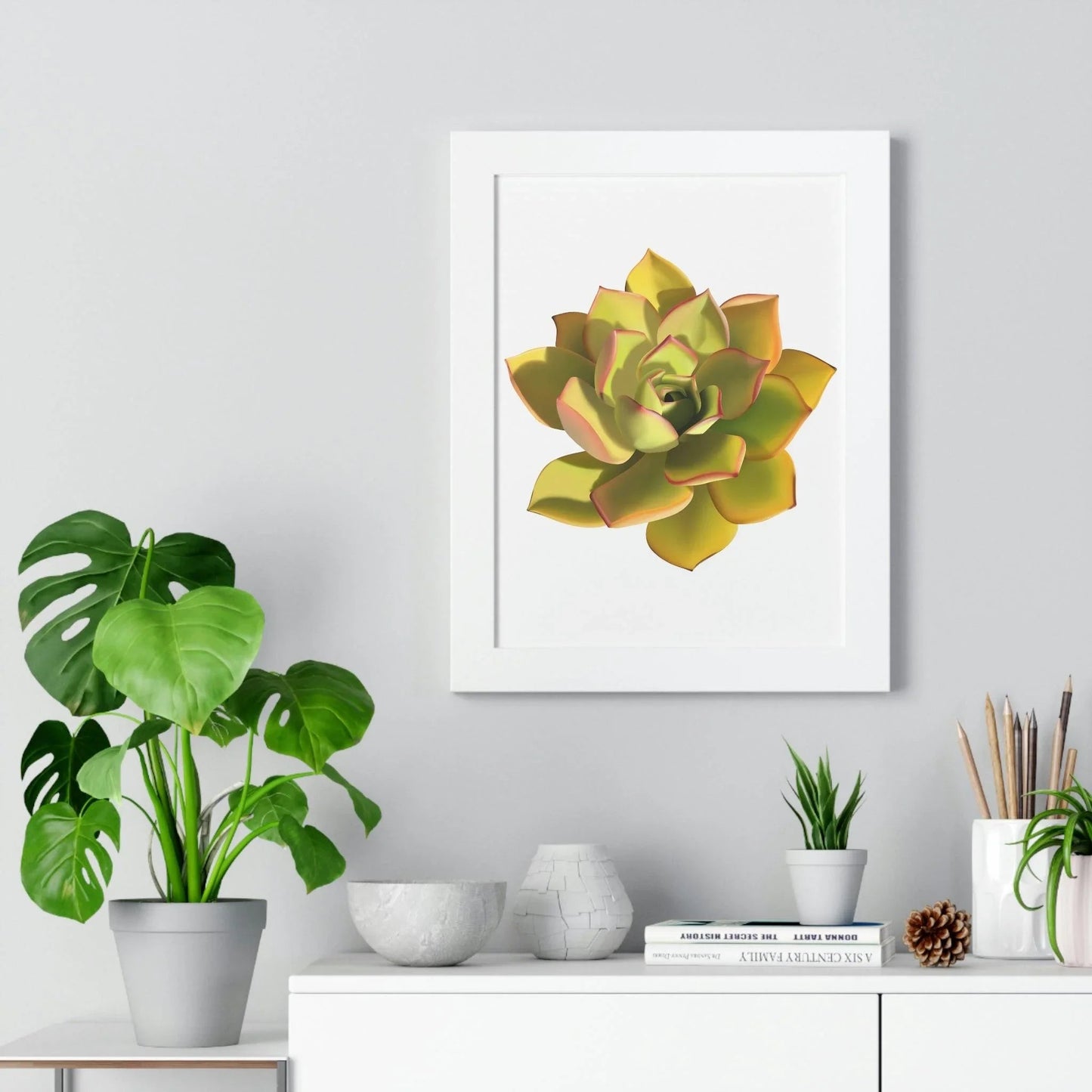 Noble Aeonium Succulent Framed Print – Botanical Wall Art