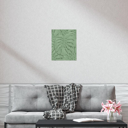 Sage Green Monstera Botanical Print – Unframed Wall Art