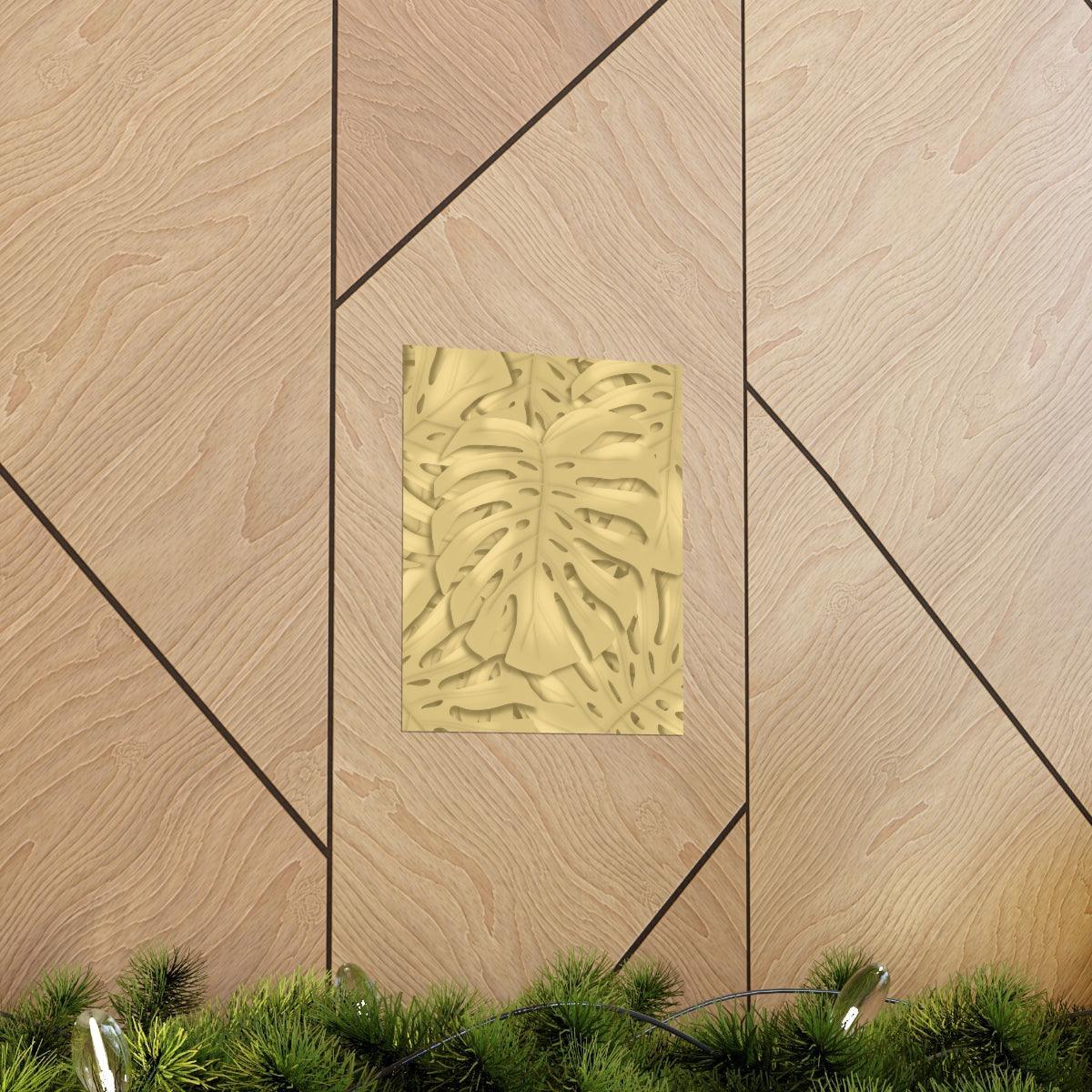 Golden Monstera Botanical Print – Unframed Wall Art