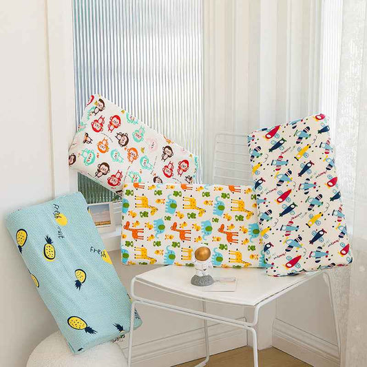 LaTeX Rebound Pillow High And Low Neck Pillow Printed Pure Cotton Children