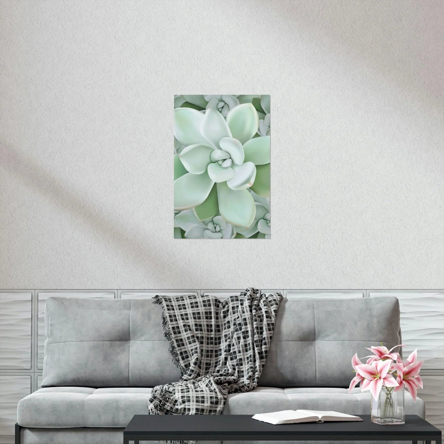 Pachyveria Haagei Succulent Pattern Botanical Print – Unframed Wall Art