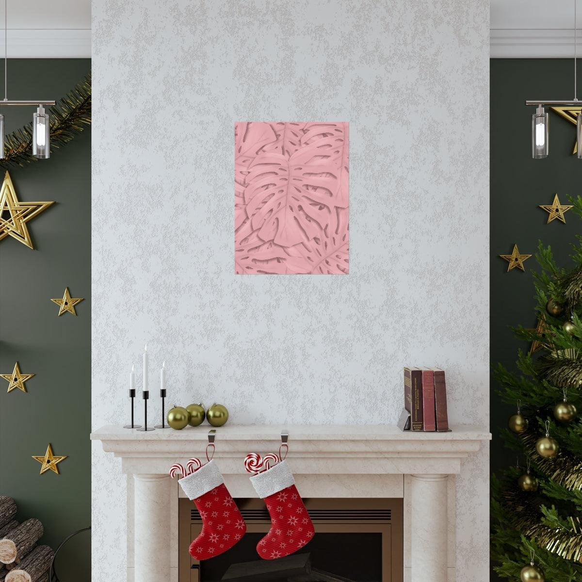 Soft Pink Monstera Botanical Print – Unframed Wall Art