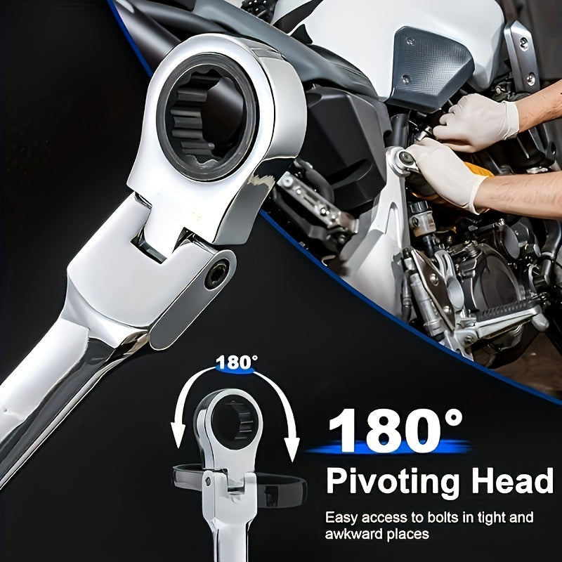 2/10pcs Heavy-duty Industrial 72-tooth Socket Wrenches, Fixed Head and Ratchet Mechanical Tools, 2-in-1 Open and Box Wrenches, Cr-V Structure, Auto Repair, DIY, Professional Tool Kit (compatible with 6&8mm)