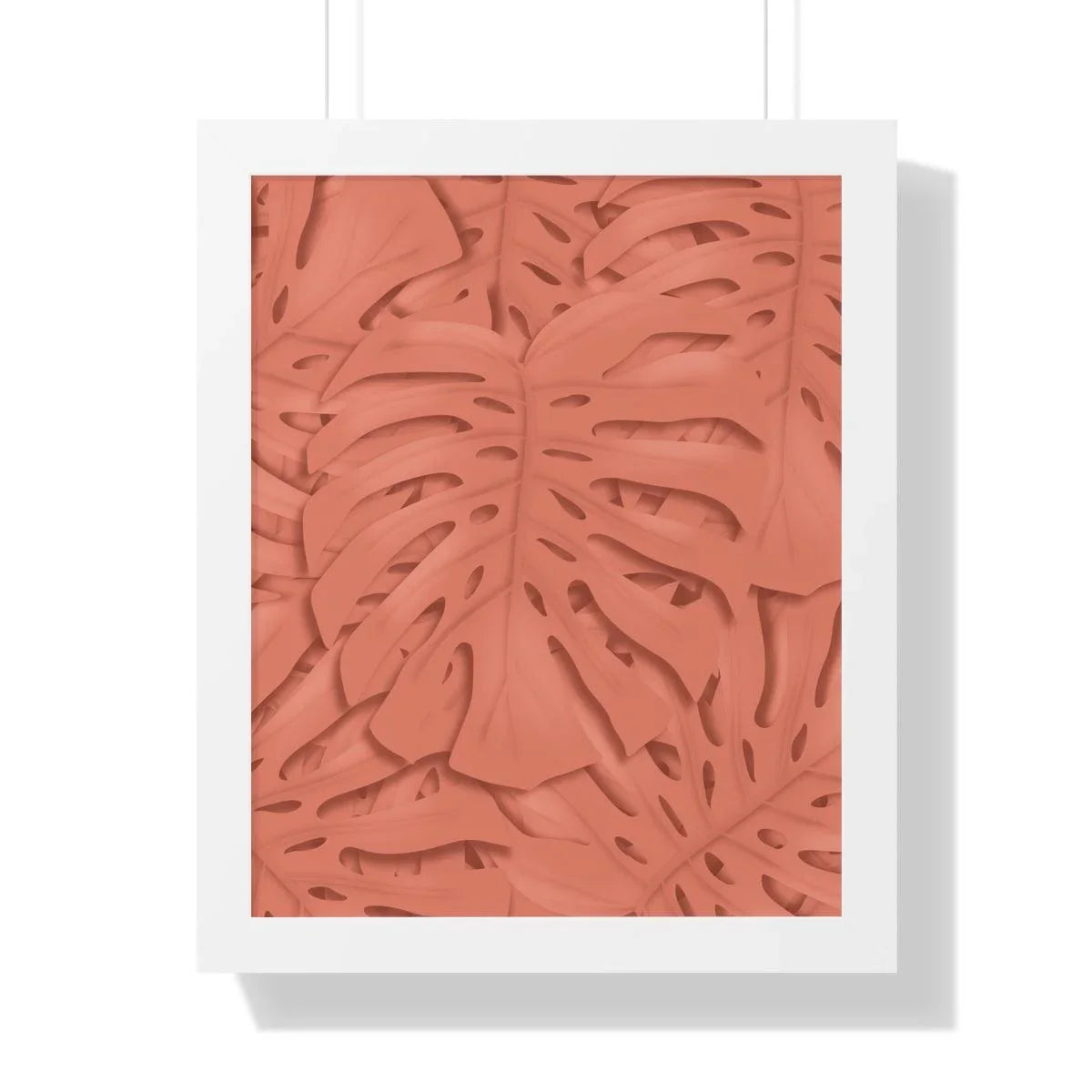 Coral Monstera Framed Print – Botanical Wall Art
