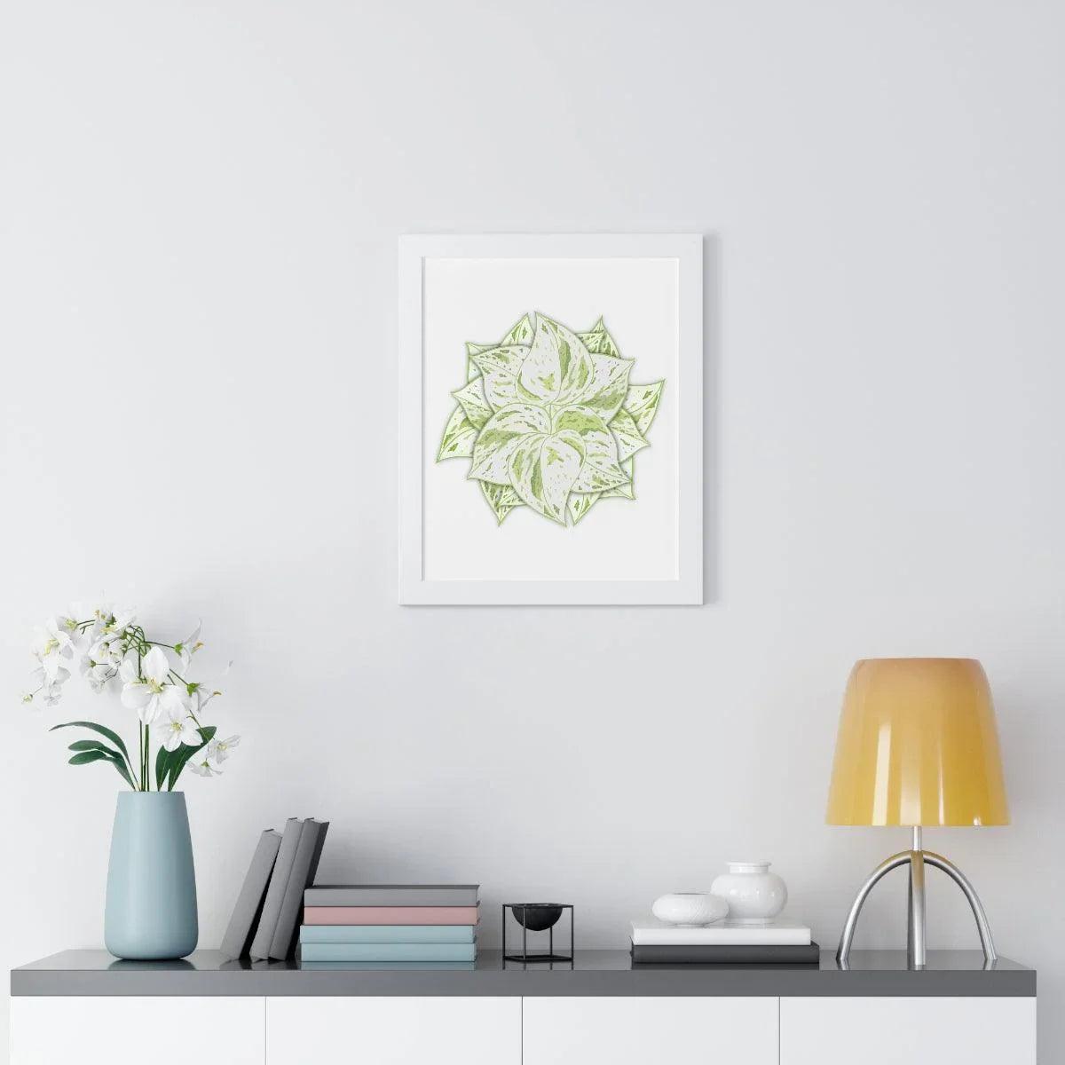 Snow Queen Pothos Framed Print – Botanical Wall Art