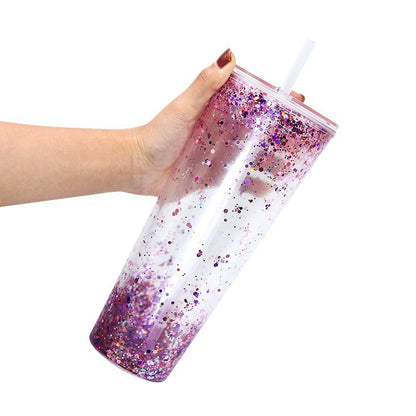 Double-layer Punch 24oz Flat Lid Acrylic Plastic Cup DIY Bottom Punch With Plug
