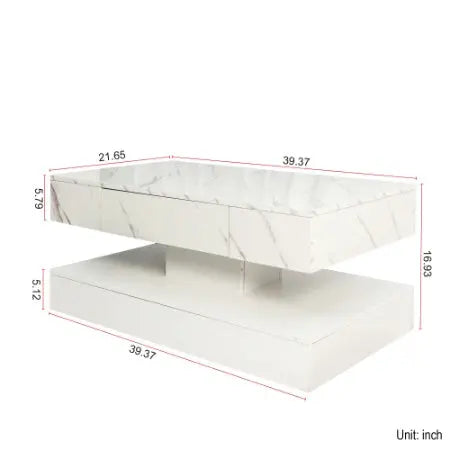 Modern LED Coffee Table - High-Gloss Living Room Table with Remote Storage