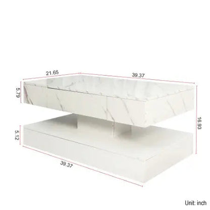 Modern LED Coffee Table - High-Gloss Living Room Table with Remote Storage