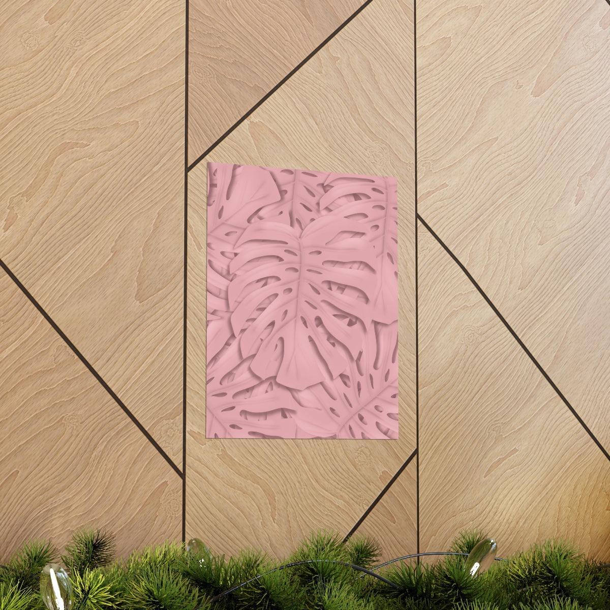 Soft Pink Monstera Botanical Print – Unframed Wall Art