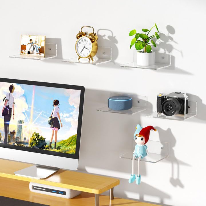 Acrylic L-shaped Shelf Wall-mounted Bookshelf