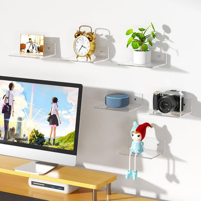 Acrylic L-shaped Shelf Wall-mounted Bookshelf