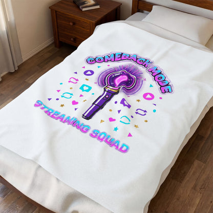 Comeback Mode Streaming Squad Velveteen Plush Blanket | K-pop comeback, fan chant, purple era