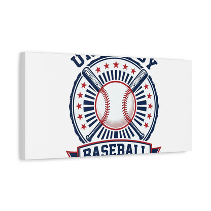 United by Baseball Canvas | Patriotic Baseball Graphic, Red White Blue Wall Art