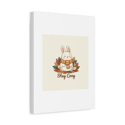 Cozy Bunny Illustration Canvas | Cute Critter Winter Forest Art