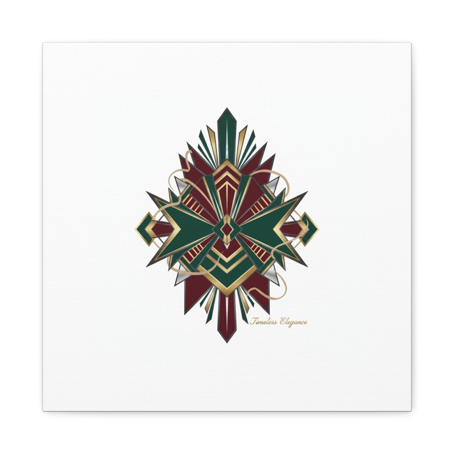 Art Deco geometric brass print Canvas | Neo-Deco chrome & gold fan motif