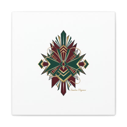 Art Deco geometric brass print Canvas | Neo-Deco chrome & gold fan motif