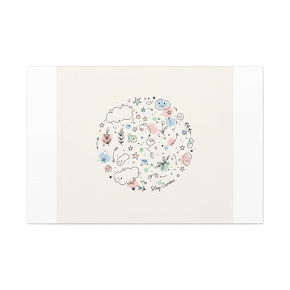 Doodle Circle Line Drawing Matte Canvas, Hand-Drawn Sketch Art