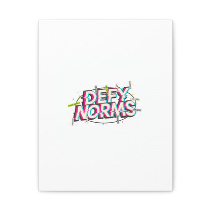 Defy Norms Canvas, Anti-Aesthetic Glitch Typography, Brutalist Poster Style