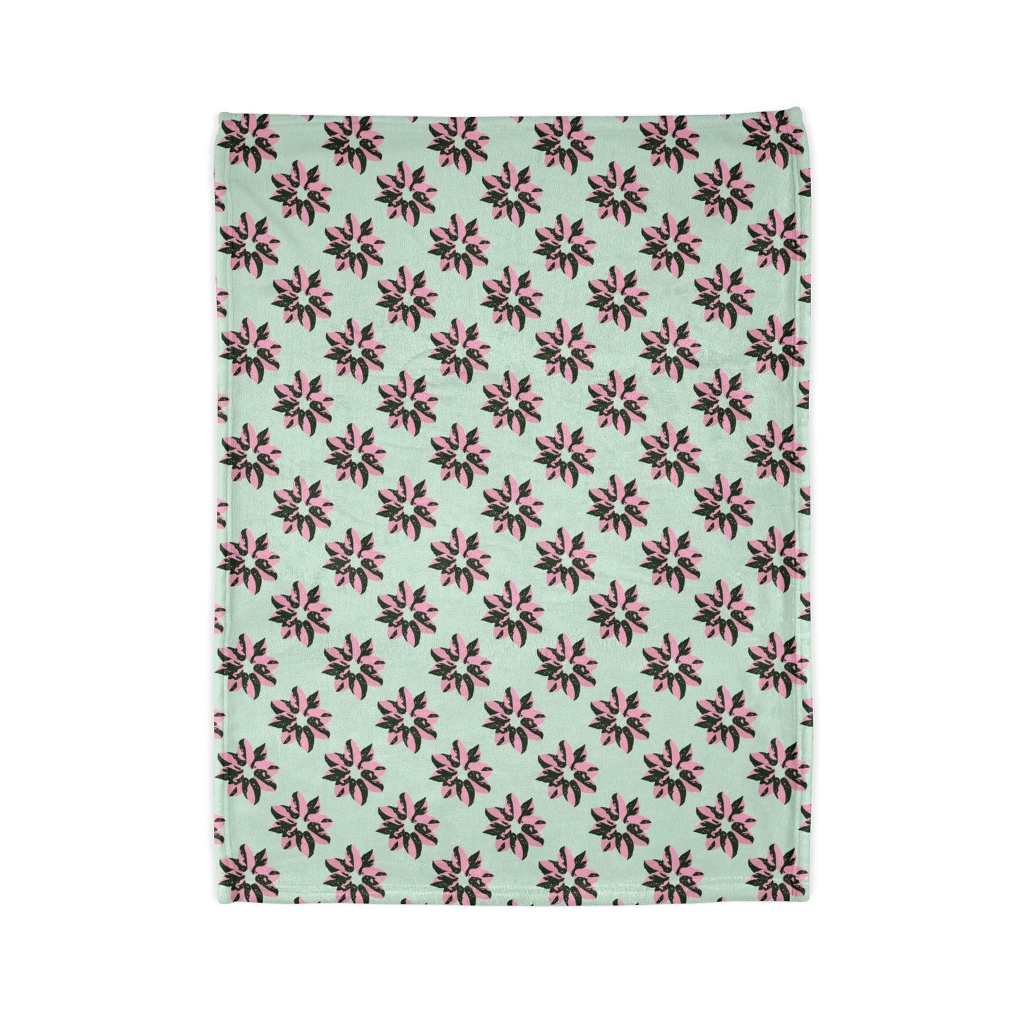 Pink Princess Philodendron Pattern Cozy Fleece Throw Blanket