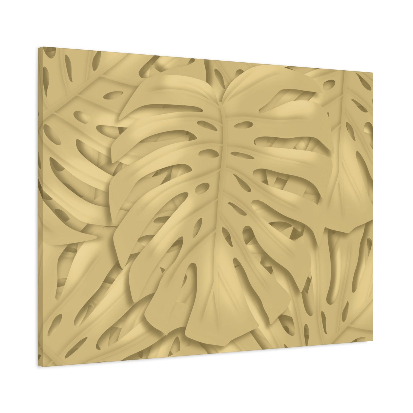 Golden Monstera Canvas Print – Botanical Wall Art