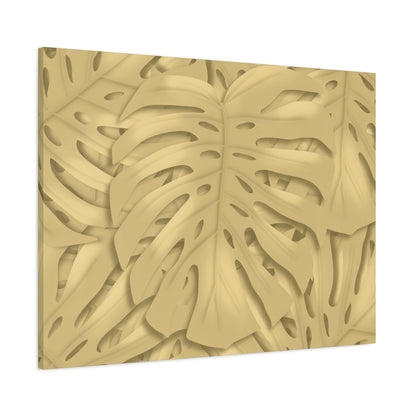 Golden Monstera Canvas Print – Botanical Wall Art