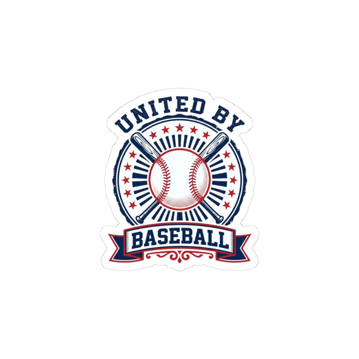 United By Baseball Kiss-Cut Stickers | Patriotic Baseball Graphic, Red White Blue