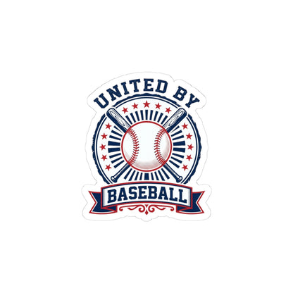 United By Baseball Kiss-Cut Stickers | Patriotic Baseball Graphic, Red White Blue